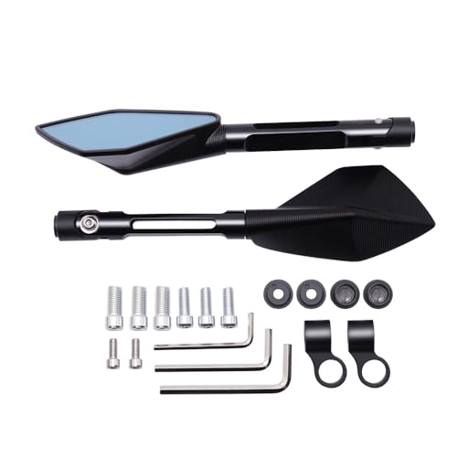 8MM 10MM Universal Rückspiegel Reflektor Einstellbare Drehbare Lenker Seite Spiegel Fahrrad Zubehör Motorrad Spiegel Kompatible Teile(Schwarz) von DDGBERFP