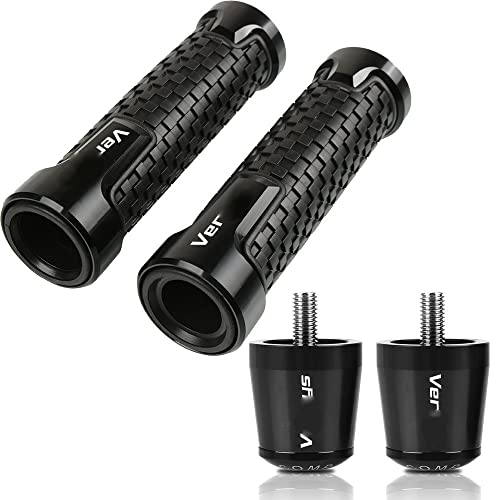 DDGBERFP Handhaben Für K&awasaki Für VERSYS 650 1000 Motorrad-Lenker-Handgriffe Anti-Rutsch-Lenkerkappen-Stecker CNC-Aluminium-Zubehör(Schwarz) von DDGBERFP