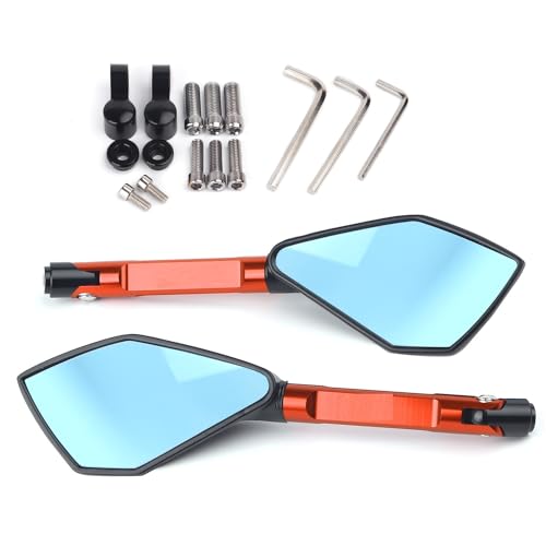 Für Benelli BN600 BN302 Stels600 BJ250 BJ 250 TNT125 135 TNT250 Motorrad Spiegel CNC Seite Rückspiegel Blau Anti-glare Kompatible(Orange) von DDGBERFP