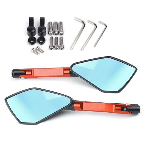 Für CB600F CB650F CB900 CB599 CB600 Motorrad Spiegel CNC Seite Rück Blau Anti-glare Kompatible(Orange) von DDGBERFP