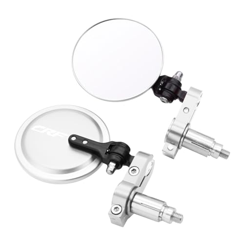 Für CBR 125R 600 F4i 650F 650R 1100XX 1000F Cbr 954 1000RR Motorradspiegel 3 Zoll Runder Klappbarer Bar-End-Seitenspiegel Kompatible(Silber) von DDGBERFP