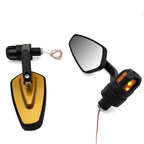 Für DUCATI Hypermotard 950 1100 ST4S 796 821 939 748 900 22mm Motorrad Rückansicht Griff Bar End Spiegel Seite Blinker Kompatible(Gold) von DDGBERFP