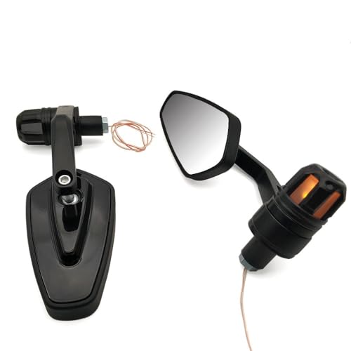 Für DUCATI Hypermotard 950 1100 ST4S 796 821 939 748 900 22mm Motorrad Rückansicht Griff Bar End Spiegel Seite Blinker Kompatible(Schwarz) von DDGBERFP