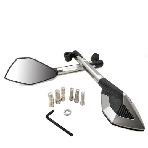 Für Fzr400 Fa&zer Xjr400 Fjr1300 Fz1 Fz600 Trx850 Motorrad Spiegel Moto Rückspiegel Seite Zubehör Kompatible(Silber) von DDGBERFP
