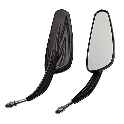 Für Har&ley Low Rider FXDL 1993–2018 Wide Glide FXDWG 1993–2018 Softail Slim FLS 2012–2018 Motorrad Flaming Chrome Black Seitenspiegel Kompatible Teile(Schwarz) von DDGBERFP