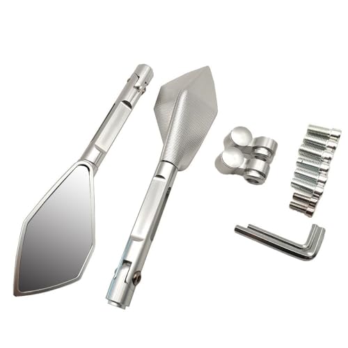 Für K&awasaki KX65 KX85 KX125 KX250 KX250F KX450F KX100 Volle CNC Aluminium Motorrad Spiegel Rück Blinden Fleck Seite Kompatible(Silber) von DDGBERFP