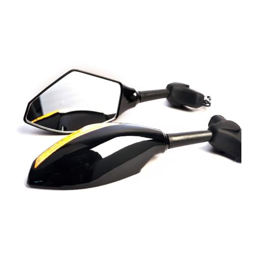 Für K&awasaki ZX750 ZX7 ZX7R 1993–1997 1999–2002 ZX6R ZX636 ZX6RR 1998–2004 1 Paar Motorrad-Lenker-Rückspiegel Mit Blinkerspiegel Kompatible Teile(Schwarz) von DDGBERFP