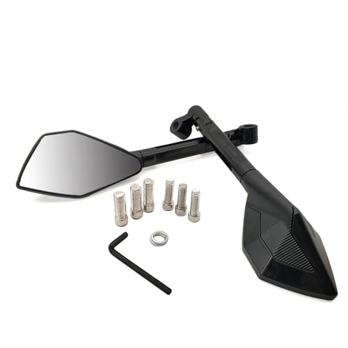 Für Moto Guzzi Classic Racer Stone STELVIO Special V7/V9 CNC Motorradspiegel Rückspiegel Seitenspiegel Zubehör Kompatible(Schwarz) von DDGBERFP