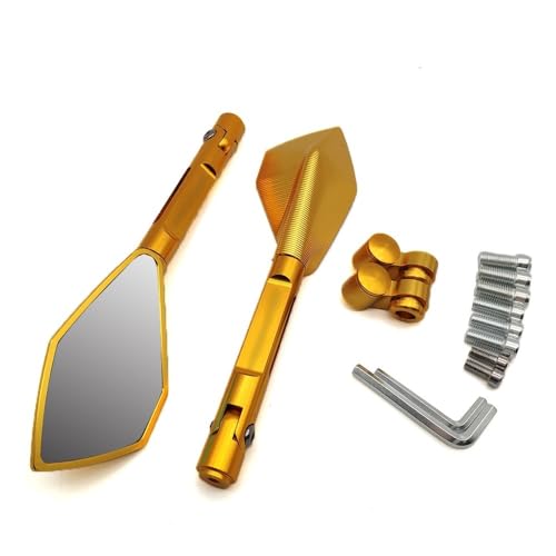 Für Moto Guzzi STELVIO V7/V9 Classic Racer Stone Special Voll CNC Aluminium Motorrad Spiegel Rückspiegel Toten Winkel Kompatible(Gold) von DDGBERFP