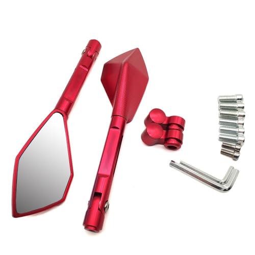 Für Moto Guzzi STELVIO V7/V9 Classic Racer Stone Special Voll CNC Aluminium Motorrad Spiegel Rückspiegel Toten Winkel Kompatible(Rot) von DDGBERFP
