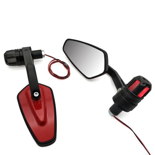 Für Mt07 Mt09 Fz07 Fz09 Mt/fz 07 09 Mt10 Xsr 700 22mm Motorrad Rückansicht Griff Bar End Spiegel Seite Blinker Kompatible(Rot) von DDGBERFP