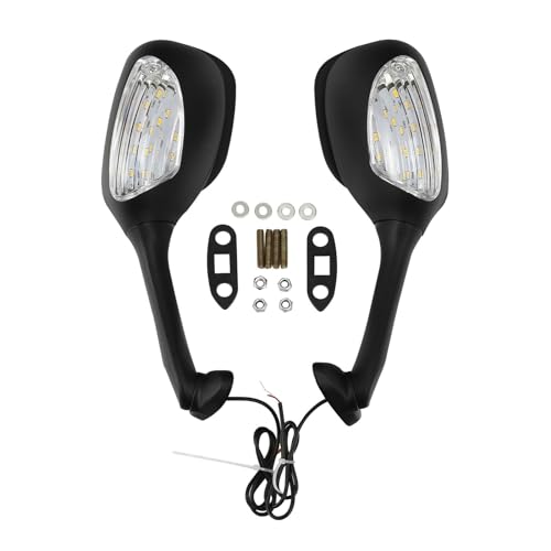 Für Suzuki GSXR1000 2005-2015 GSXR600 GSXR750 2006-2021 2020 19 18 17 16 15 14 13 12 Motorrad-Rückspiegel Mit Blinkerspiegel Kompatible(Schwarz) von DDGBERFP