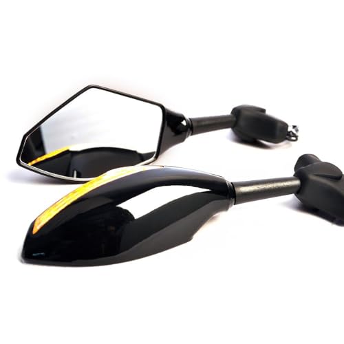 Für Triumph Daytona 675 675R 2009–2011 600/650 2003–2005 TT600 2000–2003 Trophy 1200 1991–2004 1 Paar Motorrad-Rückspiegel Mit Blinkern Kompatible Teile(Schwarz) von DDGBERFP