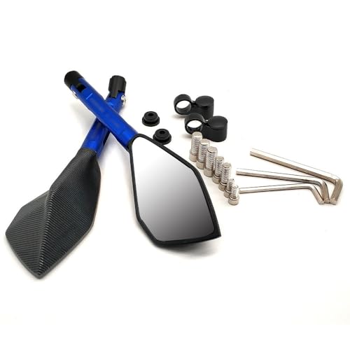 Für XJR1300 FJR1300 FZ1 Fa&zer YZF R3 R25 1 Paar 8mm 10mm CNC Aluminium Motorrad Rückspiegel Kompatible(Blau) von DDGBERFP
