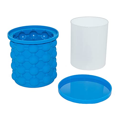 Eiswürfelbehälter mit Deckel, Eiswürfelform, Eiseimer mit Deckel, Platzsparende Eiskübel, Wiederverwendbarer Eiskübel, für Whiskey, Cocktail und Jedes Getränk BBQ (Blau) von Bestevery