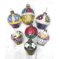 Vintage-Weihnachtsornamente Aus Antikem Glas Zur Auswahl, Vasen-Korb-Dekoration von DDGstr