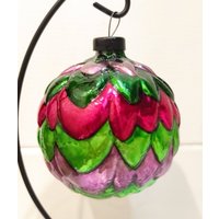 Vintage Glas Weihnachtsverzierung Riesige Regenbogen Spielzeug Ball Blumendekor von DDGstr