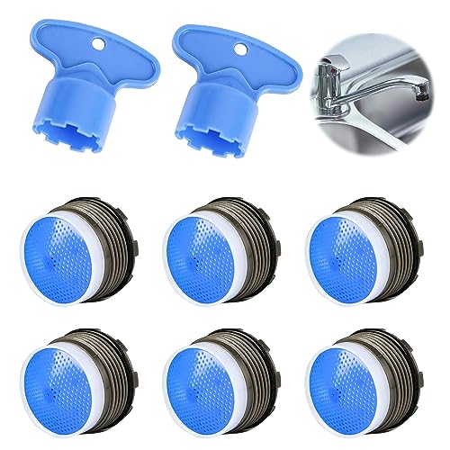 6 Stück Strahlregler M18,5 Wasserhahn Bubbler, Wasserhahn Sieb, Perlatoren für Wasserhähne, Eingebauter Wasserhahnbelüfter Wasserhahnsieb Ersatzbelüfter mit 2 Strahlregler Werkzeug Schlüssel von DDHHCP