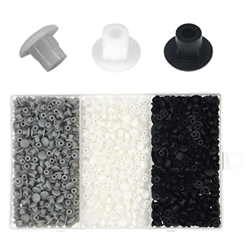 900 Stück 5mm Kunststoff-Lochstopfen,Schraubenlochabdeckungen (schwarz, weiß, grau) von DDHOMIN