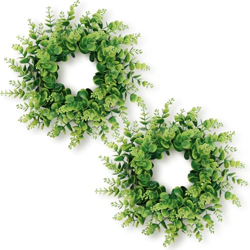 DDHS Kleine Kränze für die Haustür, 30,5 cm, künstlicher Buchsbaumkranz, grüne Blätter, Kerzenkranz mit Beeren, kleine Kränze für Innen- und Außenbereich, Wandfenster, Hochzeit, Bauernhaus, 2 Stück DDHS Kleine Kränze für die Haustür, 30,5 cm, künstlicher Buchsbaumkranz, grüne Blätter, Kerzenkranz mit Beeren, kleine Kränze für Innen- und Außenbereich, Wandfenster, Hochzeit, Bauernhaus, 2 Stück von DDHS