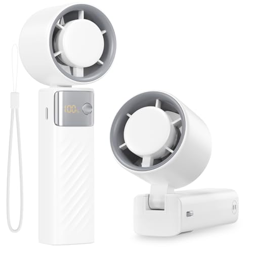 DDHTSAL USB Mini Faltbar Ventilator - 4000 mAh Wiederaufladbar Handventilator mit Lanyard, 1-199 Mehrstufige Drehzahlregelung Tragbar Ventilatoren für Ausgehen|Hause Sein|Arbeiten von DDHTSAL