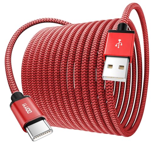 DDIYYI Lang USB C Kabel 3M Rot, 3A Schnellladen Nylon Ladekabel USB A auf USB C für Samsung Galaxy S20 FE A34 M13, iPhone 15, Pixel 6, PS5 Controller, Switch, USB-C Geräten von DDIYYI