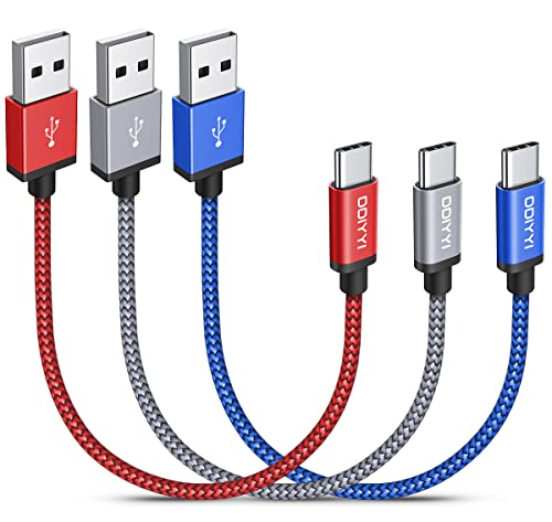 USB C Kabel Kurz 30cm, 3A Schnellladekabel USB A auf USB C Nylon Ladekabel Kurz für iPhone 15/15 Pro, Samsung Handys, Android Auto, Zigarettenanzünder USB Adapter, Power Bank von DDIYYI