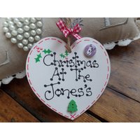 Personalisierte Weihnachten Im .... Familie Nachname Baum Dekoration Holz Herz Plaque Zeichen Weihnachtsgeschenk Präsentieren Handgemacht von DDJcrafts1