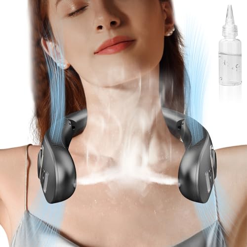 Nackenventilator mit Wasserkühlung, Faltbarer Halsventilatoren mit Sprühnebel, 4000mAh Hals Ventilator Sprühnebel, Tragbarer Ventilator zum Umhängen, Rotorloser Neck Cooler Rechargeable Schwarz Nackenventilator mit Wasserkühlung, Faltbarer Halsventilatoren mit Sprühnebel, 4000mAh Hals Ventilator Sprühnebel, Tragbarer Ventilator zum Umhängen, Rotorloser Neck Cooler Rechargeable Schwarz von DDKJ