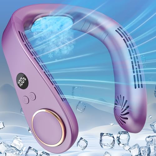 Nackenventilator Leise Testsieger, Umhänge Ventilator Cooling, 5500MAH Hals Ventilator mit Kühlplatte,Ventilator für den Hals Hängen,Tragbarer Schulter Ventilator USB Rechargeable Dukel Lila von DDKJ