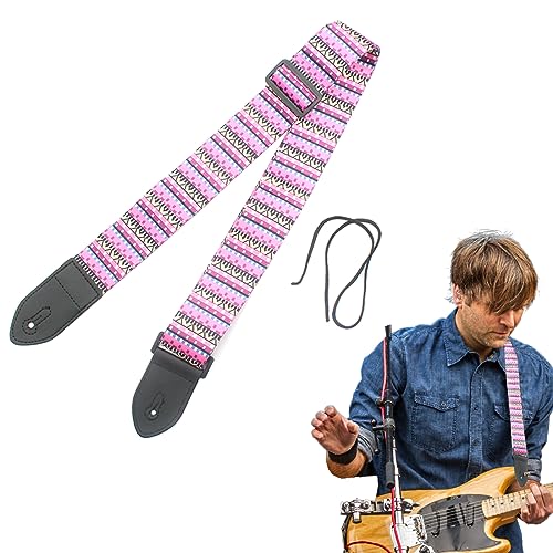 DDKY 1 Artikel 138 * 5CM Gitarrengurt,gitarrengurt e-Gitarre,Verstellbarer Gitarren-Gurt Gitarrenband für E-Gitarre, Westerngitarre, Akustikgitarre & Bass-Rosa von DDKY