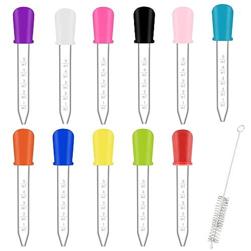 DDKY 11 Teile Pipette,pipetten,pipetten Kinder,Transfer Pipette 5ml,mit Reinigungsbürste, sicher und praktisch, können für kreative DIY-Produktion, handwerkliche Produktion verwendet Werden von DDKY