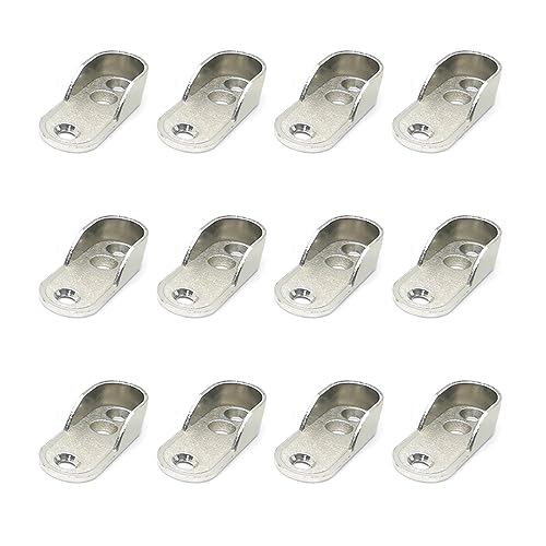 DDKY 12 Stücke 19.59 * 31.6MM kleiderstange schrank,Kleiderstangenhalter Kleiderstange Halterung Schrankrohrlager Vernickelt Silber Garderobe Stangen Halterung Garderoben Flansch Schienen Halterung von DDKY