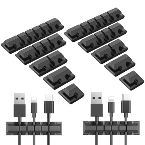 DDKY Kabelhalter, Kabelclips, Kabelmanagement, selbstklebend Kabelclips, Schreibtisch zubehör,Zimmer Gadgets,10 Stück, für Büroschreibtisch, Netzkabel, USB-Ladekabel, Audiokabel von DDKY