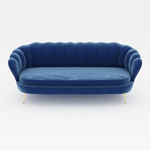 DDKYHU Blütenblattförmiges Sofa, hübsch geschwungene Doppelcouch aus Flanell, mit Kissen und Metallbeinen, geeignet für Nagelstudio, Wohnzimmer, Schlafzimmer (Farbe: Blau) von DDKYHU