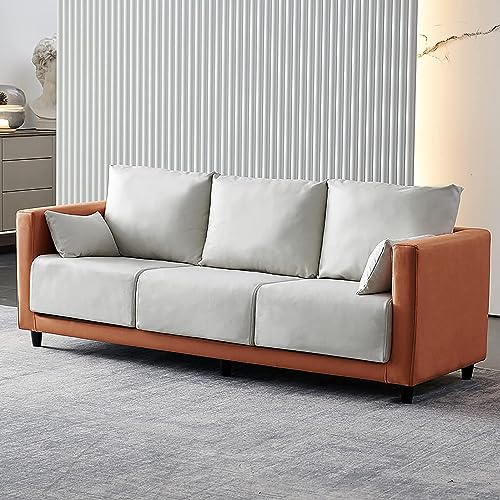DDKYHU Doppelsofa, 120 cm, modernes, minimalistisches Sofa, mit dicken Kissen und Breiten Armlehnen (Farbe: Orange + Beige) von DDKYHU