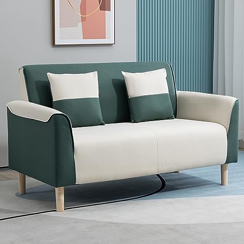 DDKYHU Doppelsofa, Stoff, für den Haushalt, kleine Farbblockcouch, geeignet für Wohnzimmer und Schlafzimmer, inklusive Kissen 221114 (Größe: 105 cm, Farbe: Orange + Weiß) von DDKYHU