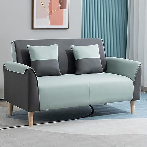 DDKYHU Doppelsofa, Stoff, für den Haushalt, kleine Farbblockcouch, geeignet für Wohnzimmer und Schlafzimmer, kostenlose Kissen (Größe: 105 cm, Farbe: Orange + Weiß) von DDKYHU