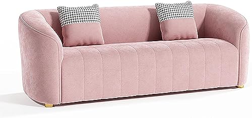 DDKYHU Doppelsofa aus Flanell, 130 cm, kleine Couch aus Holz, Sessel mit gebogener, verdickter Rückenlehne, Kissen (Farbe: Dunkelgrau) von DDKYHU