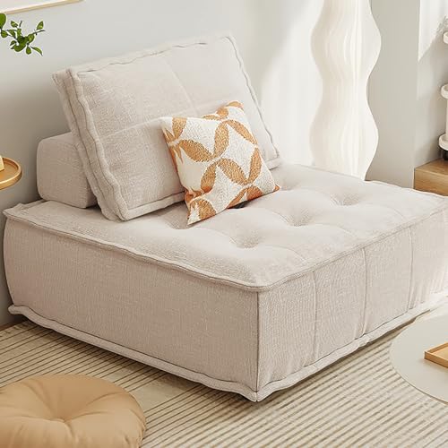 DDKYHU Einzelsofa aus Stoff, modernes quadratisches Sofa, mit hochelastischen Kissen aus Massivholz, die beliebig kombiniert Werden können (Größe: 72 x 72, Farbe: Cremeweiß) von DDKYHU