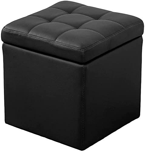 DDKYHU Fußhocker zum Ausruhen der Füße Fußhocker Sofahocker Kunstleder Aufbewahrung Fußhocker Pouf Sitzbank,Würfel Spielzeugkiste Mit Scharnier Top Organizer Box Pouf Truhe-schwarz 40x40x40cm von DDKYHU