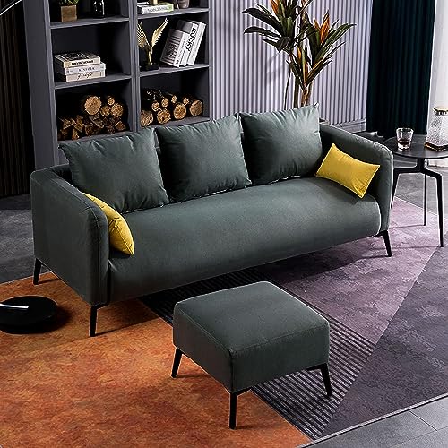 DDKYHU Kleines 2-Sitzer-Sofa, gepolstertes Sofa aus Massivholz mit Kissen (Größe: Latex, Farbe: Dunkelblau) von DDKYHU