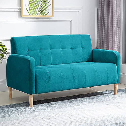 DDKYHU Plüschsofa aus Massivholz, Sessel mit doppelter Schaumstoffpolsterung, mit Kissen (Größe: 126 cm, Farbe: Seeblau) von DDKYHU