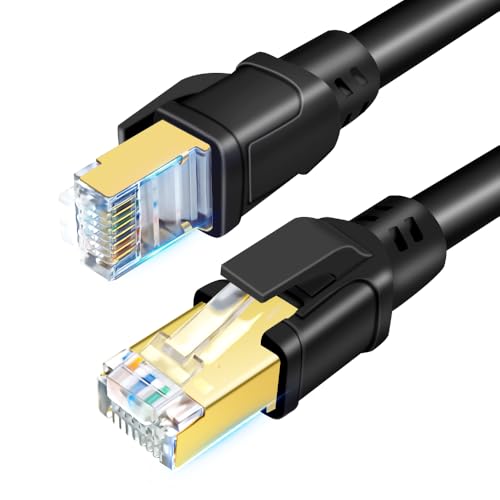 DDMALL CAT 8 Ethernet Kabel 12m, Hochgeschwindigkeit SFTP Netzwerkkabel 40Gbps 2000MHz 26AWG Internet LAN Kabel mit Vergoldetem RJ45 für Router, Modem, Gaming, Xbox, PCs (12m/schwarz) von DDMALL