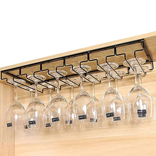 DDMINE Weinglashalter, Weingläser Halter, Weinglashalter Regal Hängender Weinglasregal mit 6 Reihige Halterung Hält 12-18 Weingläser, Weingläser Aufhängen, Weingläser Halterung unter Schrank (1 PC) von DDMINE