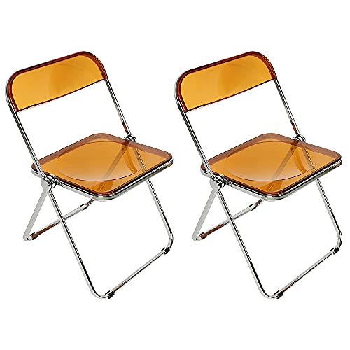Esszimmerstühle 2er Set, Klappstuhl Stapelbarer, Acryl-Klappstühle, Küchenstuhl Mit Metallgestell, Esszimmer Dtühle Modern, Bequemer Esszimmerstuhl (Braun - 2pcs) von DDMINE