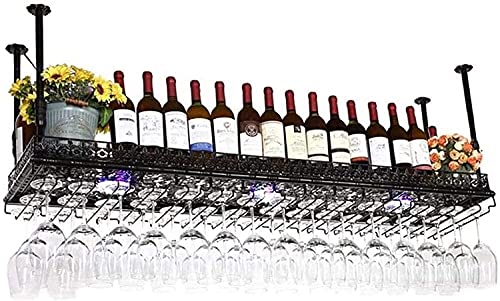 DDNGEJ Hängendes Weinregal mit Glashalter und Regal, Retro-Wand-Weinregal, Decken-Weinregal, Champagnerglas-Aufbewahrungsschrank, kann verwendet Werden von DDNGEJ
