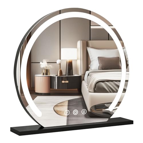 DDNKMDM Schminkspiegel mit Beleuchtung, Spiegel mit LED Licht Dimmbar Kosmetikspiegel 3 Modi, Vanity Spiegel Tischspiegel Smart Touch Steuerung von DDNKMDM