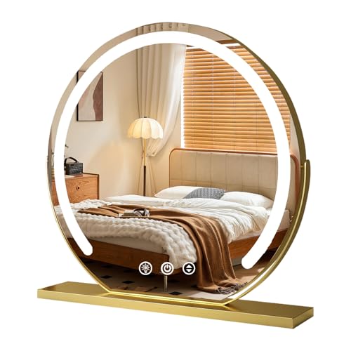 DDNKMDM Schminkspiegel mit Beleuchtung, Spiegel mit LED Licht Dimmbar Kosmetikspiegel 3 Modi, Vanity Spiegel Tischspiegel von DDNKMDM