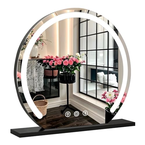DDNKMDM schminkspiegel mit Beleuchtung Großer Kosmetikspiegel mit Licht Touch Control Vanity Spiegel tischspiegel mit 3 Lichtfarben von DDNKMDM